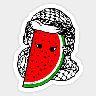 Watermelon Kufiya Free Palestine -  With Eyes -Wrapped - Back Sticker